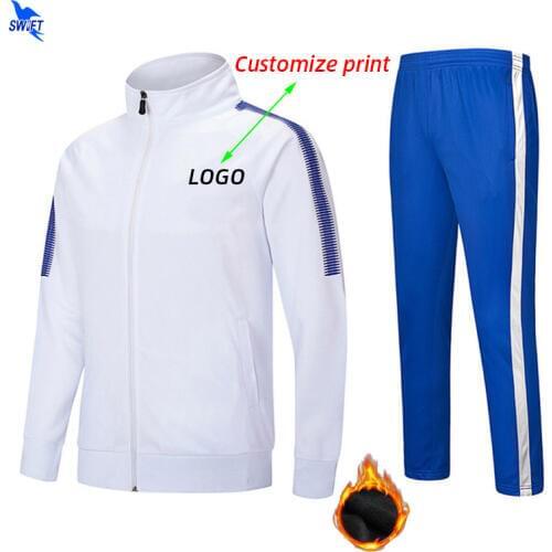 Kids Mens Winter Fleece Soccer Jerseys Set Long Sleeve Football Uniforms Boys Futsal Kits Training Suit Tracksuits Sportswear