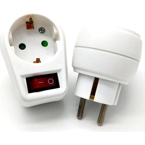 European Type Conversion Plug 1 TO 1 Way EU Standard Power Adapter Socket With Switch Neon Indicator 16A Travel Plugs