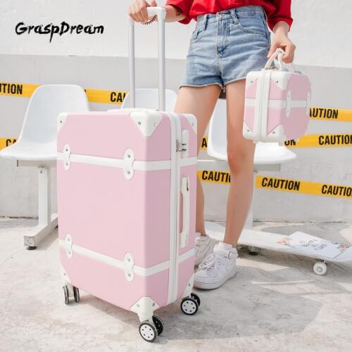 New Retro Rolling Luggage Set spinner women travel suitcase bag on wheels ABS password box trolley carry on trunk fashion valise