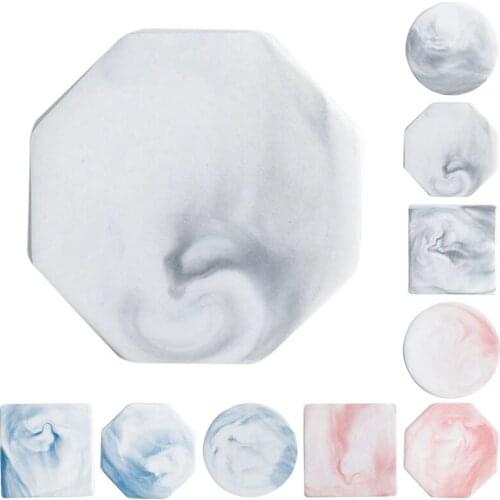 Cup Mat Marble Style Ceramic Coaster Round Square Octagon Drink Tea Pad Mini Pot Holder Dining Table Coasters Kitchen Gadgets