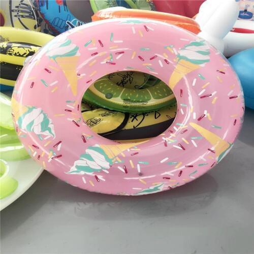 Pink Donut Circle 115cm Giant Ice Cream Swimming Ring Pool Floats Inflatable Tube Adult Kids Summer Water Fun Toys Air Mattress