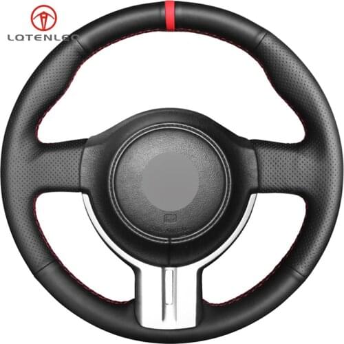 LQTENLEO Black Genuine Leather Steering Wheel Cover For Toyota 86 FT-86 2012-2016 Subaru BRZ 2012-2016 Scion FRS FR-S 2012-2016
