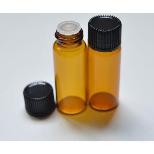 Fashion 5ml Amber Glass Bottle with Orifice Reducer and Cap Small Essential Oil Bottle 50pcs
