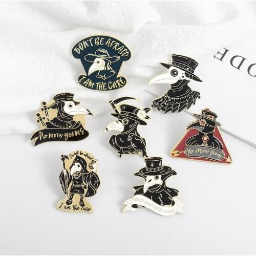 Fashion Creative Punk Crow Brooch Doctor Series Brooch Cartoon Creative Punk Crow Alloy Pins Denim Badge Light Proof Buckle