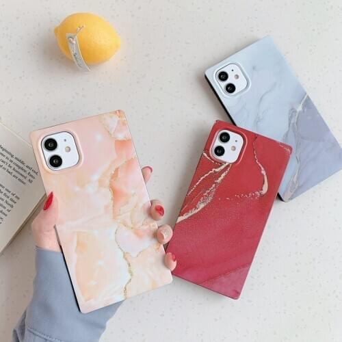 For iPhone 12 Marble Phone Case for iphone 11 Pro Max XR XS Max 7 8 Plus SE 2020 X Soft IMD Shockproof Square Cover Coque Gifts
