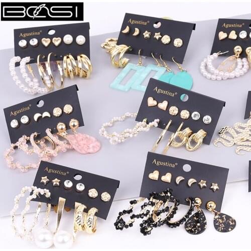 BOSI Pearls set earrings set for women 202 drop hoop earrings fashion jewelry Stud earrings cc long simple earring girls gold