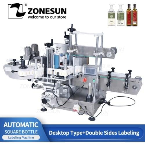 ZONESUN ZS-TB300M Automatic Labeling Machine Double Sides Flat Surface Box Square Bottle Label Sticker Applicator