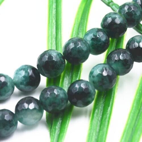 Natural Stone Green Jaspers Loose Beads for Jewelry Making 6-10mm Faceted Round Jades Chalcedony DIY Necklace Bracelet 15" A296