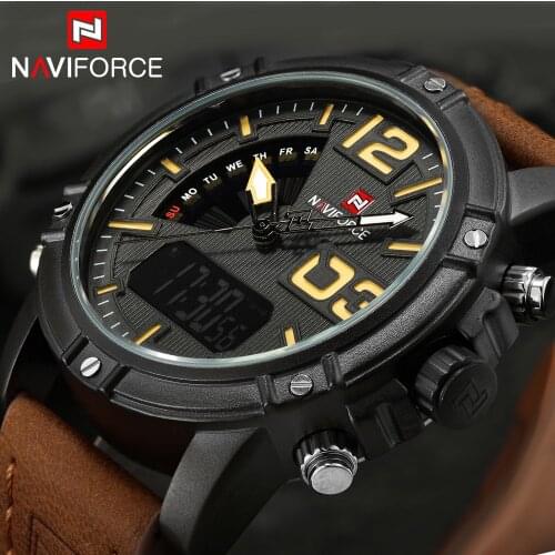 NAVIFORCE Watches Men Luxury Brand Quartz Leather Clock Man Sport Watches Army Military Watch Sports Relogio Masculino 9095 saat