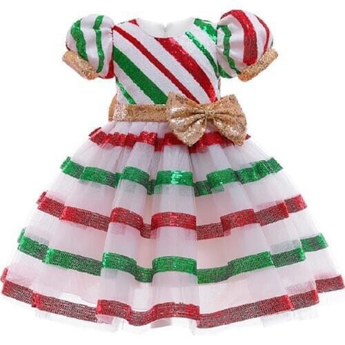New Winter Party Girl Dress Christmas Party Sequins Children Girls Clothes Kids Dresses For Girls New Year Clothing 2-10T
