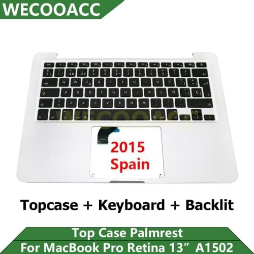 Original Spain Topcase + Keyboard + Backlight For Macbook Pro Retina 13" A1502 Top Case Palmrest 2015 Years