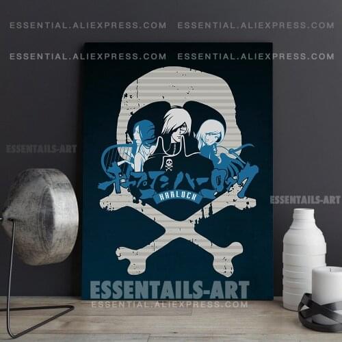 Captain Harlock Skull Blue Poster Canvas Wall Art Painting Decor Pictures Bedroom Study Living Room Home Decoration Prints