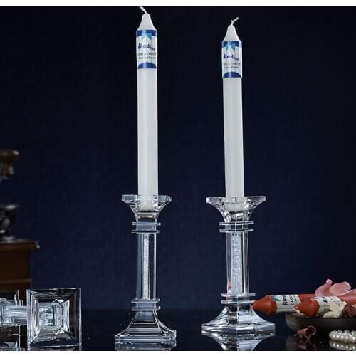 Wedding decoration European transparent glass candlestick retro romantic home wedding crystal high-legged candlestick