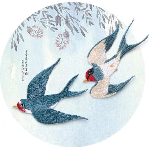 Spring Embroidery Patch Shuangfei Swallow Computer Embroidery Jacket Jean handBag Sticker Patches DIY Clothing Accessories