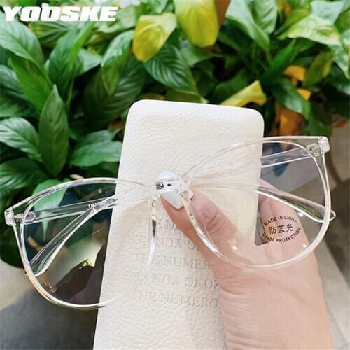 YOOSKE Anti Blu-ray Computer Glasses Men Oversized Eyeglasses Frames for Women Big Round Optical Frame Transparent Spectacles