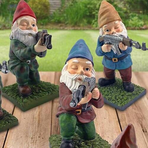 Funny Army Garden Gnome Statue Resin Desktop Lawn Ornament Figure Sculpture Indoor Outdoor Home Yard Decor can CSV