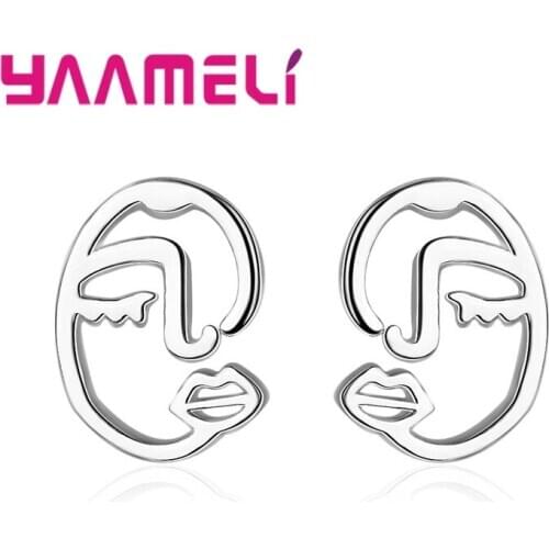 Free Shipping Women New Design Girl Face Stud Earrings Hot Sale Top Quality 100% 925 Sterling Silver Simple Birthday Party Gifts