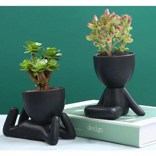 1/5pcs Mini Flower Pots Garden Supplies Plants Pots Human Being Shape Ceramic Mini Desktop Decorative Pot For Succulents Pots