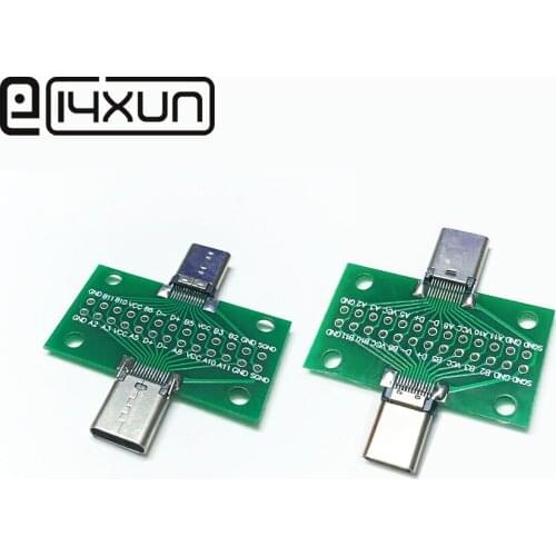 1pcs USB 3.1 Type C Connector 24 Pin Male plug to Female Socket receptacle adapter to solder wire & cable 24P PCB Board