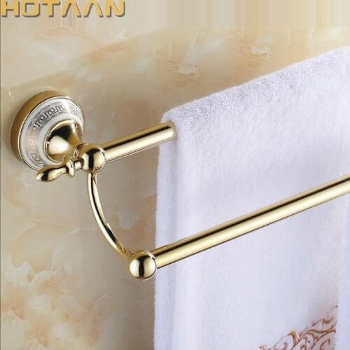 24",60cm)Double Towel Bar With Ceramic Gold Finish/Towel Holder,Towel Rack,Bathroom Accessories Free Shipping YT-11898