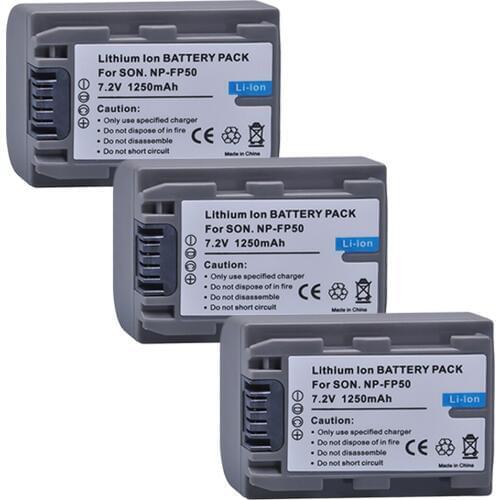 NP-FP50 NPFP50 3PCS Camera Battery for Sony NP-FP30 NP-FP50 NP-FP60 NP-FP70 NP-FP71 NP-FP90 Sony DCR-SX40 SX40R SX41 HDR-CX105