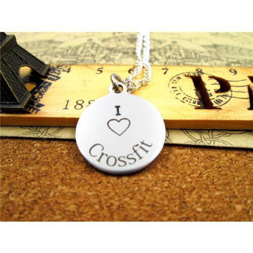 3pcs/lot Fashion stainless steel necklace "I love crossfit" Charms Pendant necklace Jewelry Gift more style for choosing