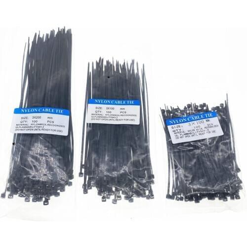 300Pcs Nylon Cable Self-locking Plastic Wire Zip Ties Set 3*100 3*150 3*200 MRO & Industrial Supply Fasteners & Hardware Cable