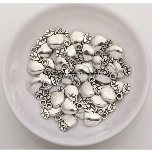 50Pcs/Lot) Zinc Alloy Tibetan Silver European Charm Apple-Shape Pendant Size 11X10mm ZN29098