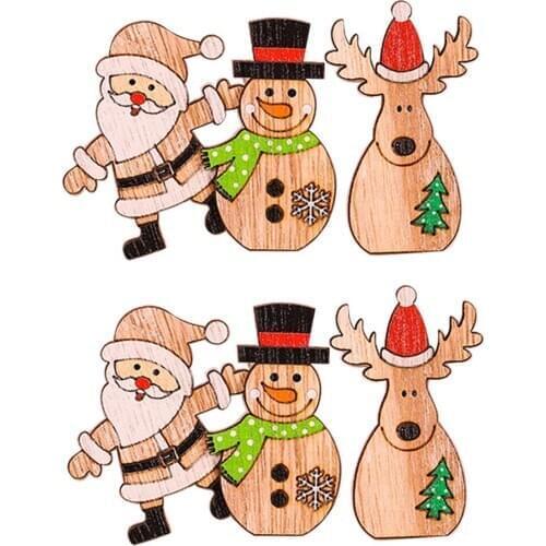 6Pcs Wooden Santa Car Snowman Elk Xmas Tree Photos Note Card Clips Party Decoration Wood Christmas Style Drop Ornaments memo