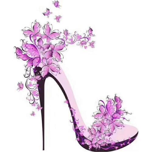 Diamond Mosaic Butterfly 5D DIY Square Diamond Painting Cartoon Picture Of Rhinestone High Heels Home Decoration Full Square