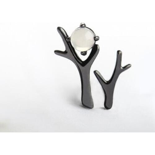 Asymmetry Literary Creative Branch Tree 925 Sterling Silver Temperament Personality Fashion Female Stud Earrings SEA280