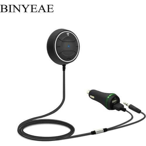 Bluetooth 4.0 Hands Free Car kit with NFC Function 3.5mm AUX Receiver Music Aux Speakerphone 2.1A USB Car Charger