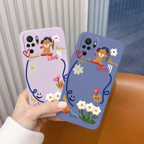 Love Bear Liquid Phone Case Case For Xiaomi Redmi Note 10 10S 9T 9 8 7 Pro MAX Redmi 9 9A 9T K40 K30 K20 Pro Phone Case