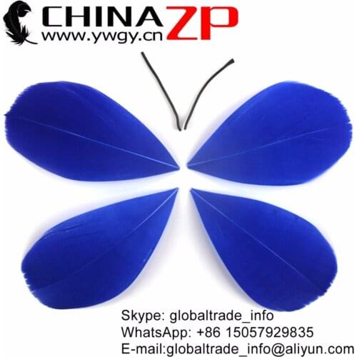 CHINAZP 3~7cm Length 100pcs/lot Beautiful DIY Jewelry Accessories Royal Blue Trimmed Goose Feather Petals