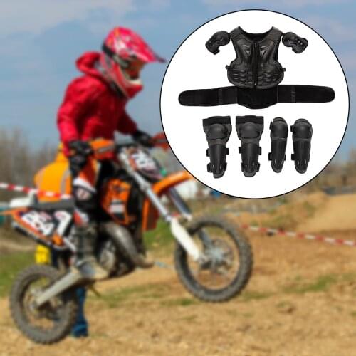 Kids Children Motocross Armor Suit Chest Back Protector Elbow Pads for Snowing Off-Road