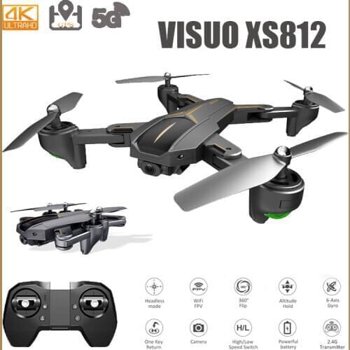 VISUO XS812 RC Drone 4k Profesional GPS With Camera 5G Wifi FPV Foldable Altitude Hold Follow Me RC Helicopter Quadcopter