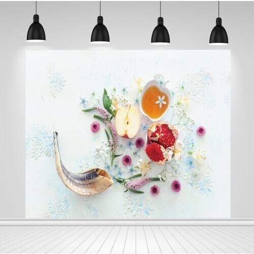Scopiso Photo Background Goat Horn Vintage Happy Rosh Jewish Hashnah New Year Party Poster Pattern Photo Backdrop Photo Studio