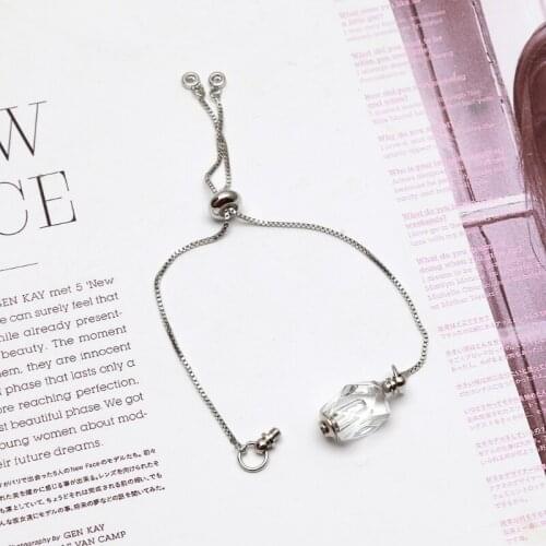 Crystal Perfume Bottle Pendant Bracelet Women Aromatherapy Anxiety Essential Oil Diffuser Bracelet Adjustable Jewelry