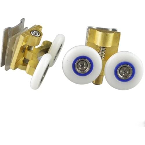 Glass bathroom pulley shower room roller ultra-quiet Bouncing wheel sliding door pulley hanging rail track nylon wheel hardware