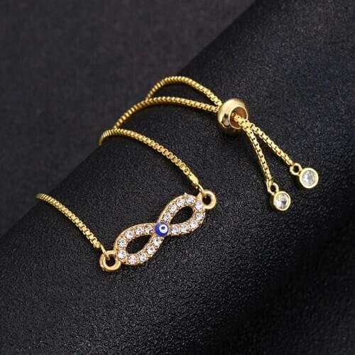 Fashion digital 8 charm Turkey lucky eye adjustable bracelet female lover gift wholesale classic best-selling style