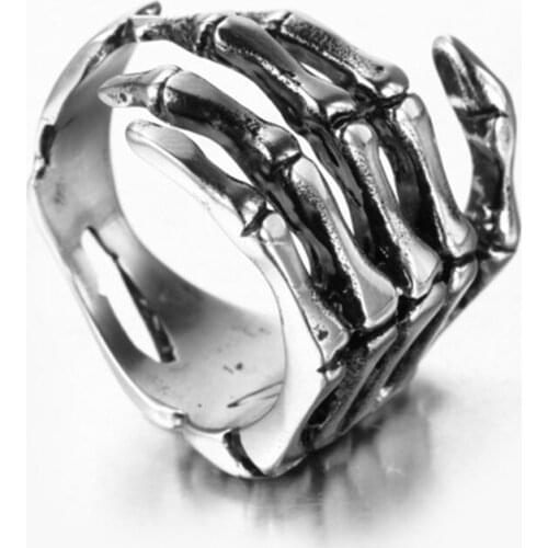 Popular Retro Mens Finger Personality Ring Punk Skeleton Bracelet Jewelry Mens Boutique Trend Jewelry Accessories