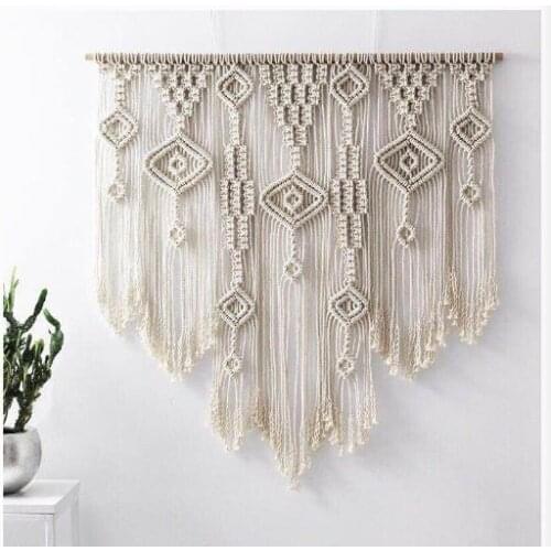 Hand Kniting Tapestry Wall Hanging Dorm Room Door Decor Curtain Cotton Geometry Tapestrys