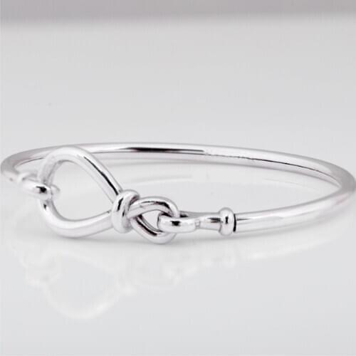 Original Smooth Infinity Knot Snake Chain Bracele Banglet Fit 925 Sterling Silver Bangle Women Bead Charm Diy Europe Jewelry
