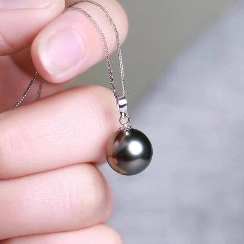 925 Sterling Silver Lab Black Pearl Pendant Necklace 40/45/50cm Long Chain Necklace Women Jewelry Wedding Necklace Accessories