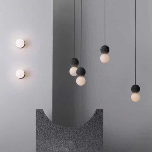 Store Pink Cement Ball Pendant Lights Modern Dining Room Led Hanging Lamp Terrazzo Commercial Lighting Fixture