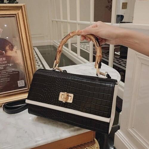 Luxury Wood Grain Portable Purses Pu Leather Shoulder Bags For Women 2021 New Totes Crocodile Pattern Handbags Crossbody Bags