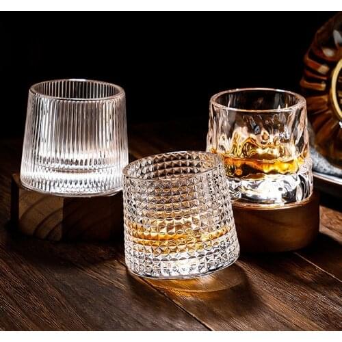 Rotary Decompression Whiskey Glass Trapezoidal Tumbler Bar Glass Wine Glass For Drinking Bourbon Scotch Cocktail Drinks