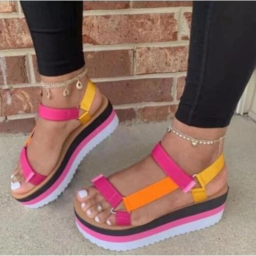 Women Slip Sandals Gladiator Foam Sole Durable Platform Flat Heels Buckle Casual Fashion Beach Ladies Shoes Sandalias Mujer 2021