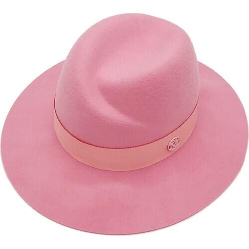 Fibonacci Fashion Hats For Women Winter Fedoras 100% Wool Felt Hat British Retro Jazz Hat Ladies MM Pink Top Hat Cap Leisure