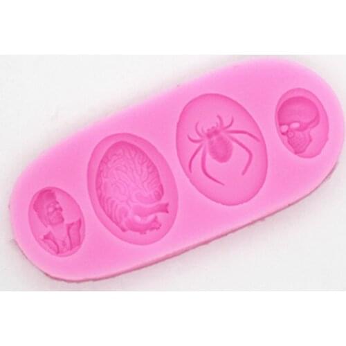 Halloween spider skull silicone cube mold